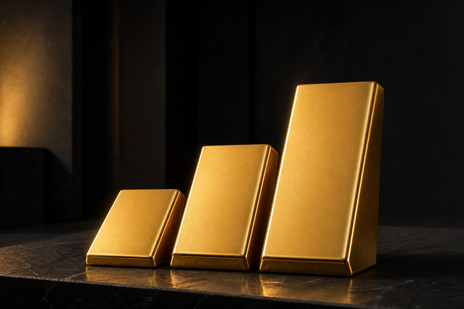 Lingots d'or en progression